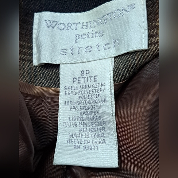 Worthington Petite Stretch Brown Wrap Jacket    Size 8P - Picture 6 of 6